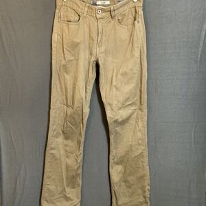 BKE Jeans Mens 30L Brown Jake Boot Leg Denim Embroidered Buckle Western Stretch